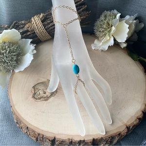 Gorgeous, Dainty Genuine Arizona Turquoise & Gold Plated Slave Bracelet